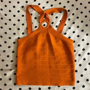 Oranger criss cross halter top